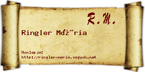 Ringler Mária névjegykártya